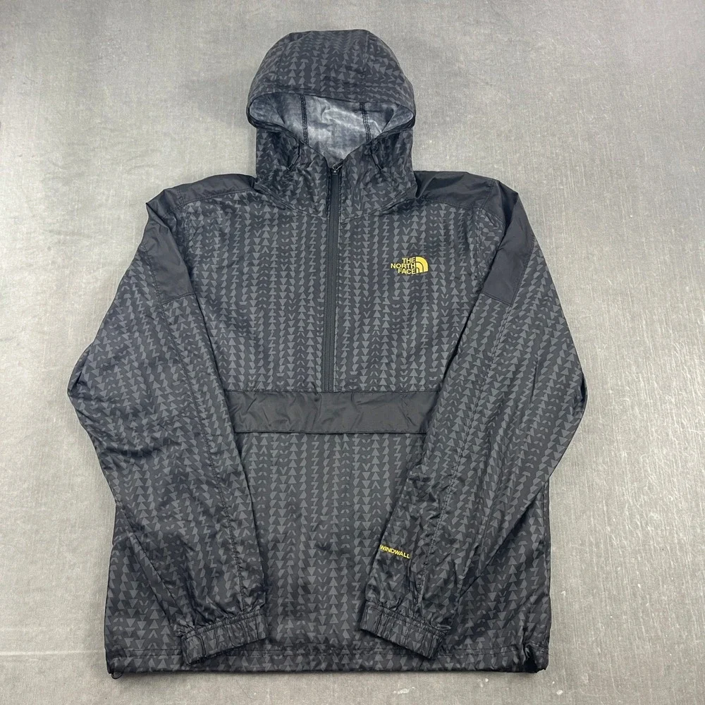 The North Face Mens M Gray Windbreaker Anorak WindWall Geometric Print